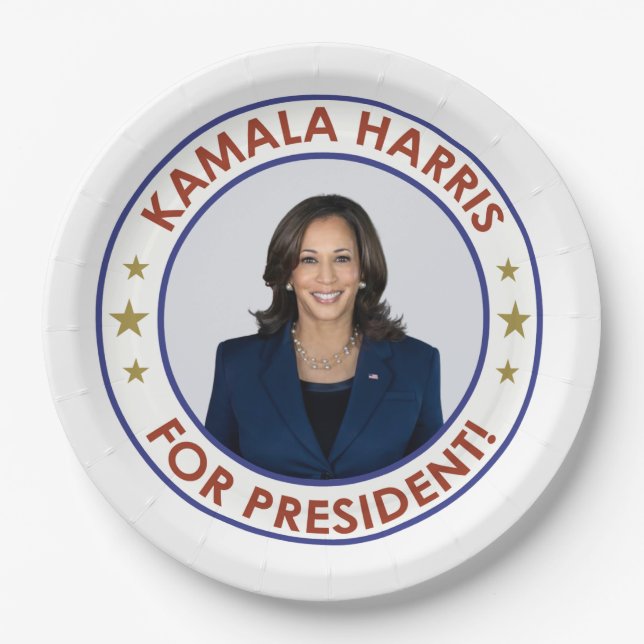 PRATO DE PAPEL KAMALA HARRIS PARA O PRESIDENTE! (Frente)