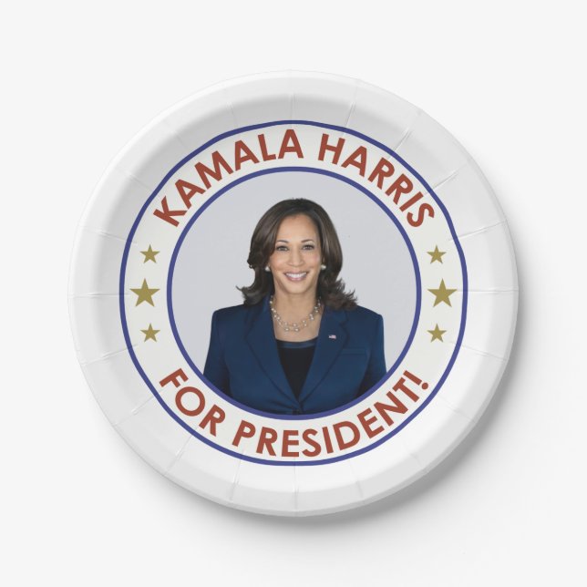 PRATO DE PAPEL KAMALA HARRIS PARA O PRESIDENTE! (Frente)
