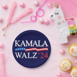 Prato De Papel Kamala Harris Walz 2024 Obviamente Azul