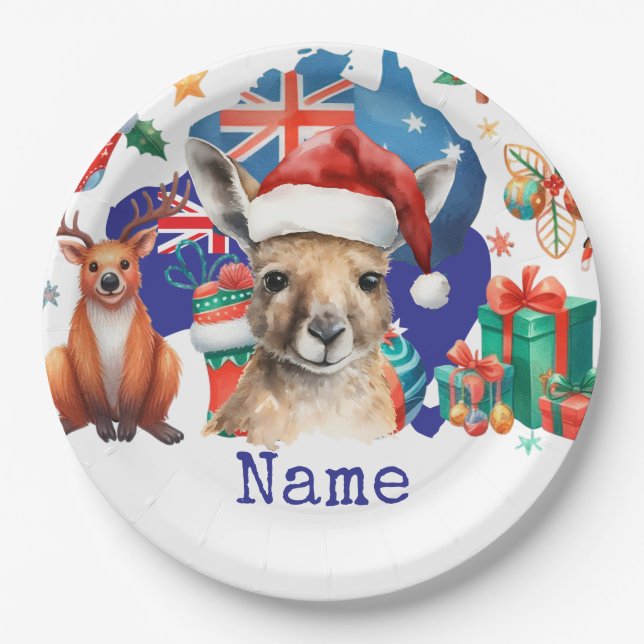 Prato De Papel Kangaroo on Australia Flag  (Frente)