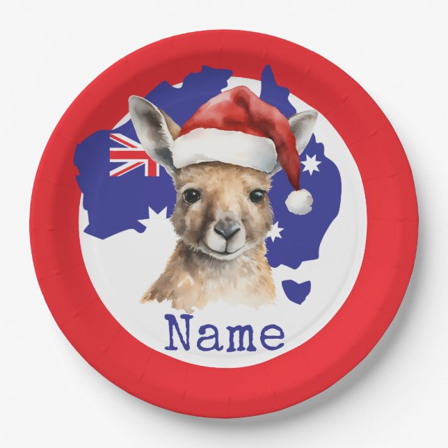 Prato De Papel Kangaroo on Australia Flag  (Frente)