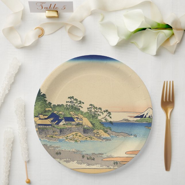 Prato De Papel Katsushika Hokusai Enoshima na província de Sagami (Casamento)