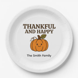 Prato De Papel Kawaii Autumn Pumpkin Thankful Happy Thanksgiving