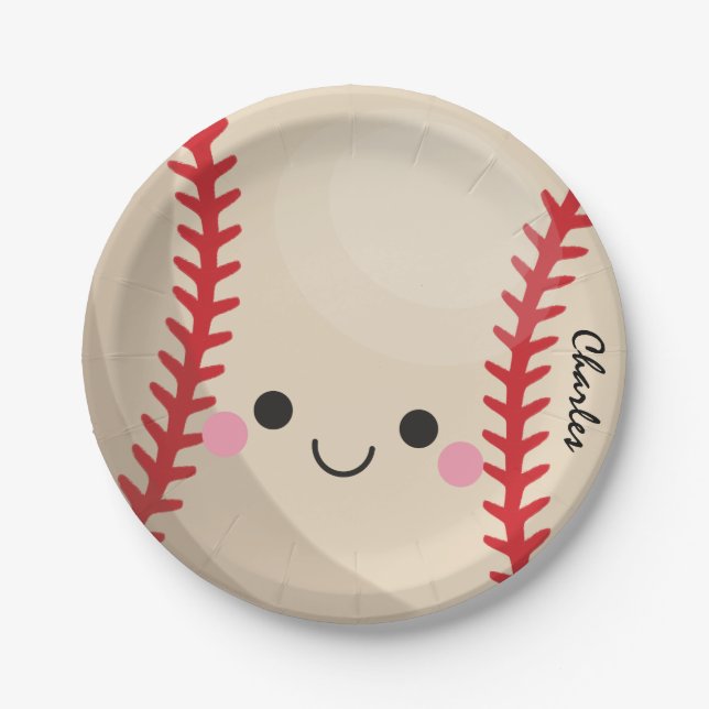 Prato De Papel Kawaii Baseball Softball Kids Personalizados Espor (Frente)