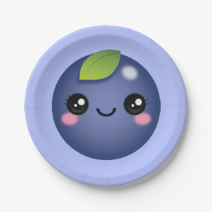 Prato De Papel Kawaii Blueberry Paper Plate