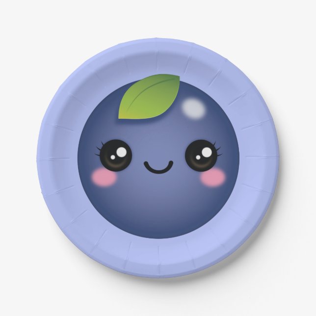 Prato De Papel Kawaii Blueberry Paper Plate (Frente)