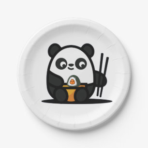 Prato De Papel Kawaii Cute Sushi Panda