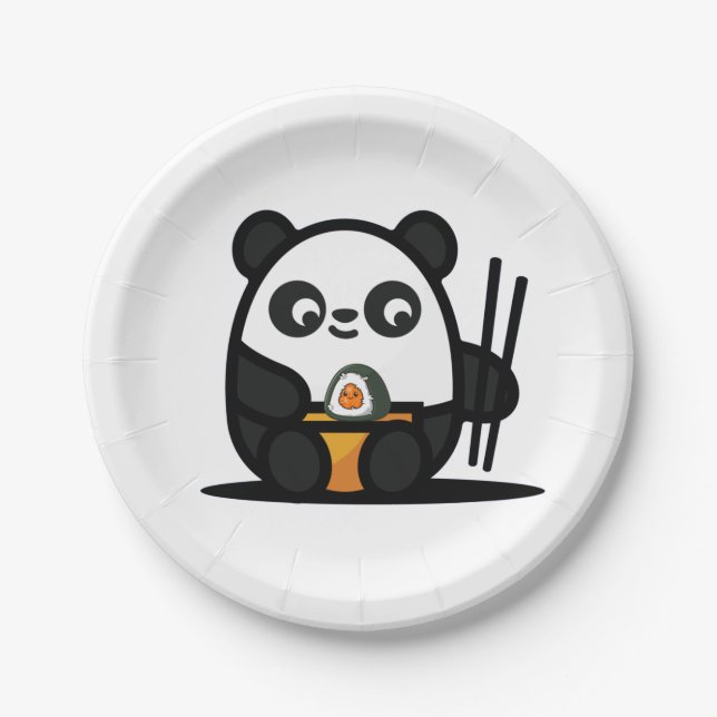 Prato De Papel Kawaii Cute Sushi Panda (Frente)
