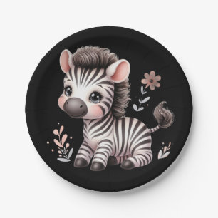 Prato De Papel Kawaii Cute Zebra Branca Diversão Negra e Branca