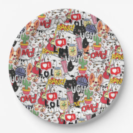 Prato De Papel kawaii funny pet design - cute animal lover