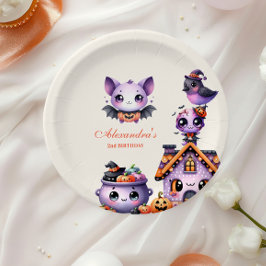 Prato De Papel Kawaii Halloween segundo aniversário Spooky Cute P