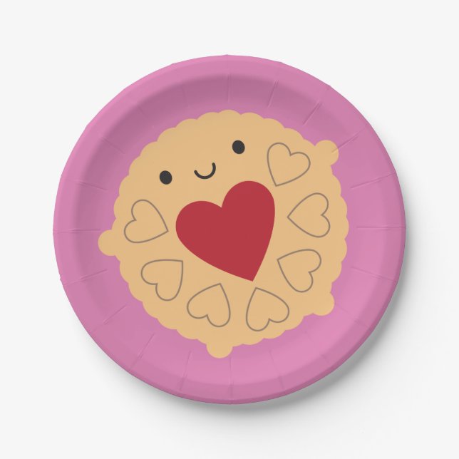 Prato De Papel Kawaii Jammie Dodger Biscuit (Frente)