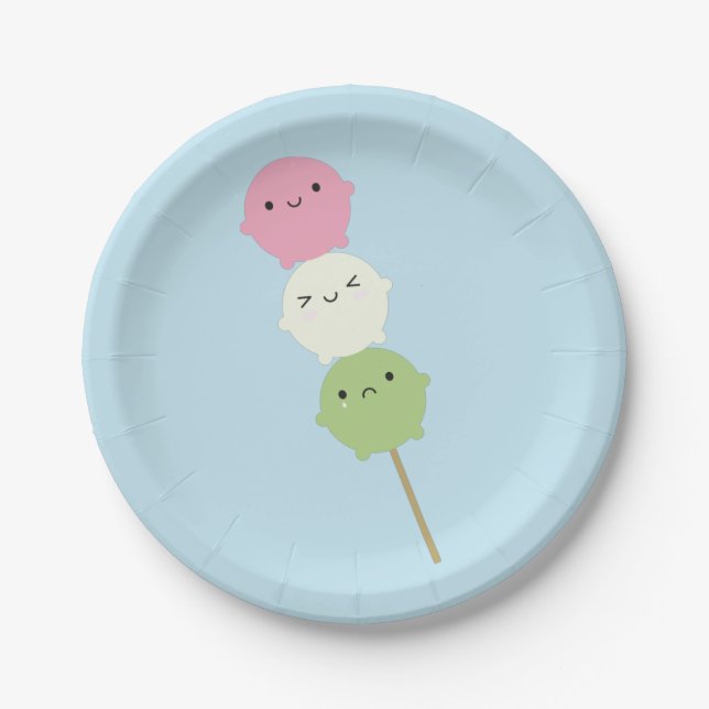 Prato De Papel Kawaii Mochi Dango (Frente)