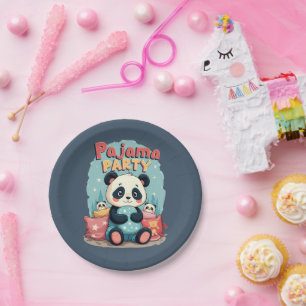 Prato De Papel Kawaii Panda Pajama Partido Cozy Sleepover Aestéti