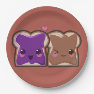 Prato De Papel Kawaii Peanut Butter e Jelly Amigos