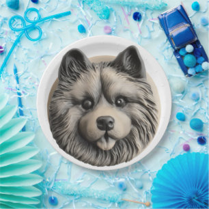 Prato De Papel Keeshond Dog 3D Inspirado