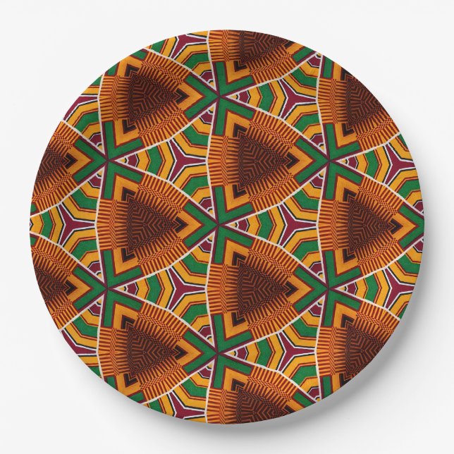 Prato De Papel Kente Geometrics Kwanzaa Afrocentric (Frente)