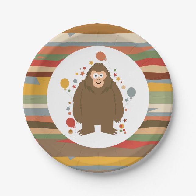 Prato De Papel Kids Bigfoot Birthday  (Frente)