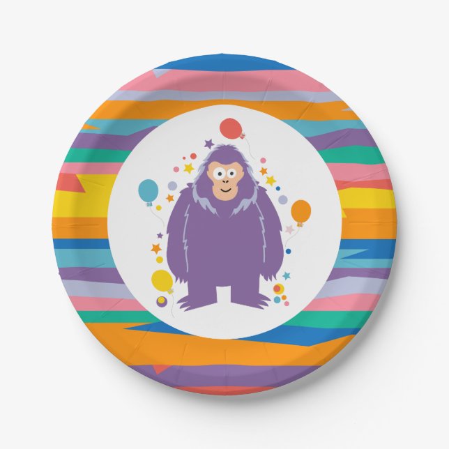 Prato De Papel Kids Bigfoot Birthday  (Frente)