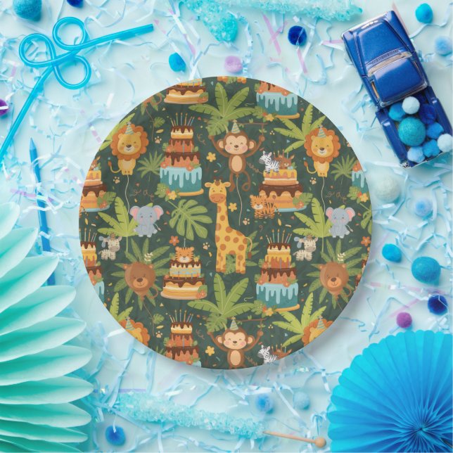 Prato De Papel Kids Birthday Jungle Themed Paper Plates (Festa)