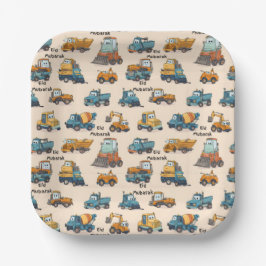 Prato De Papel Kids Construction Vehicle Paper Plates Trucks