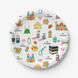 Prato De Papel Kids Eid Mubarak Paper Plates – Colourful Islamic 
