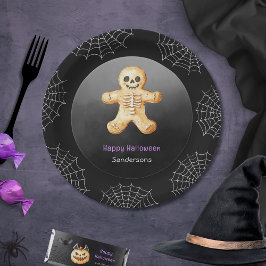 Prato De Papel Kids Halloween Party Skeletrizou Papel Preto