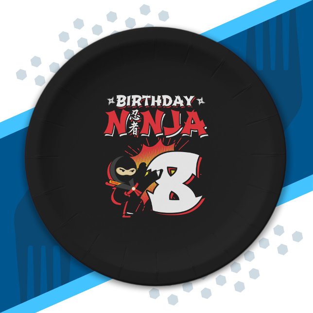 Prato De Papel Kids Ninja - Presente de Festa de aniversário - 8  (Criador carregado)