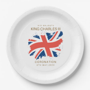 Prato De Papel King Charles III Union Jack Flag Plates