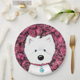 Prato De Papel KiniArt Westie Impressões Florais