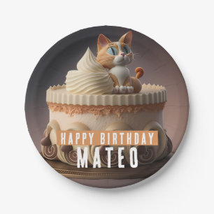 Prato De Papel Kitten Birthday Cake -