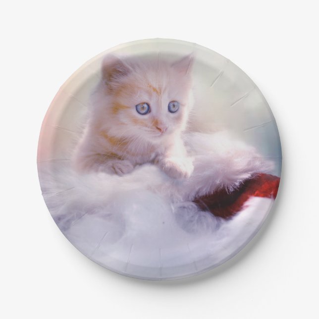 Prato De Papel Kitten Natal (Frente)