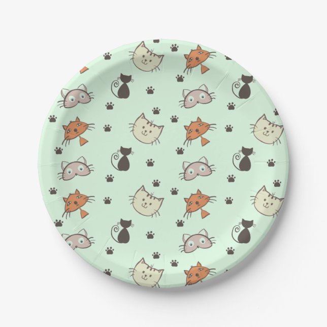 Prato De Papel Kitty Cat Pattern (Frente)