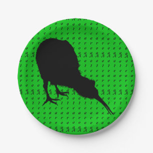 Prato De Papel Kiwi Bird & Aotearoa (escrevendo) Nova Zelândia