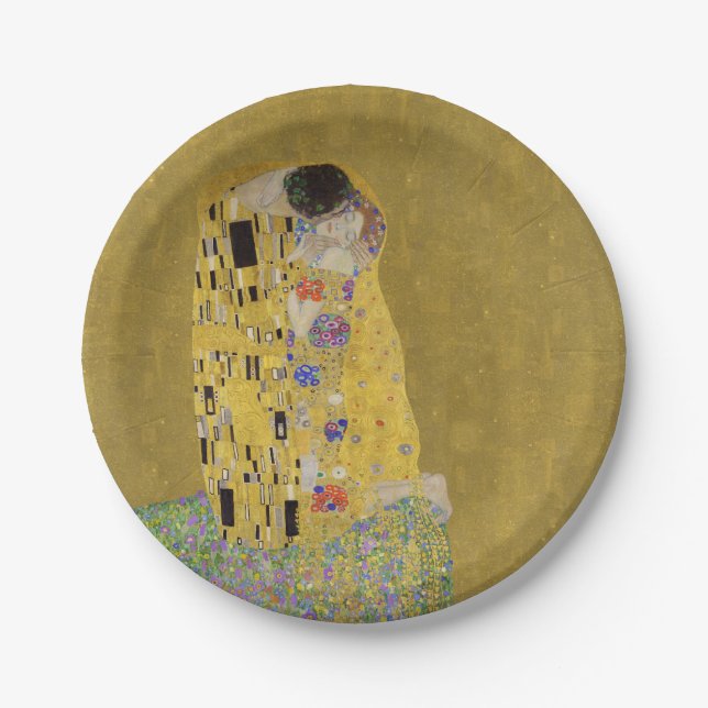 Prato De Papel Klimt's The Biss - Arte Romântica Nouveau (Frente)