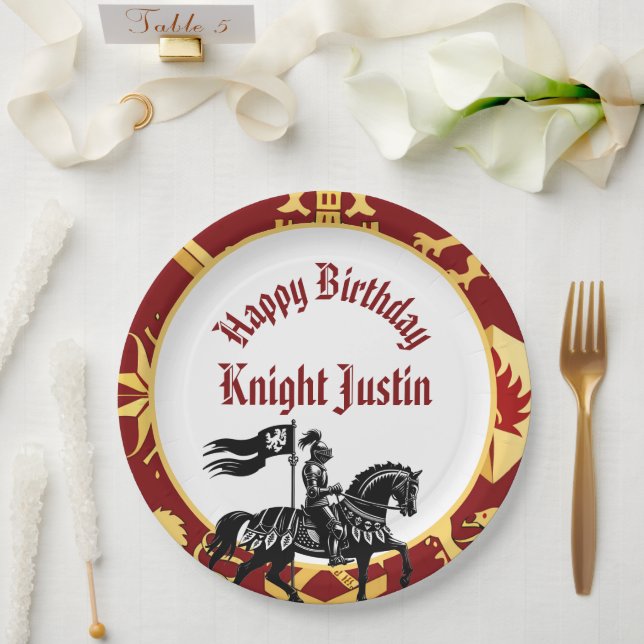 Prato De Papel Knight of the Kings Court Medieval Birthday (Casamento)