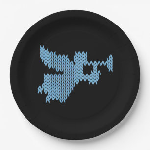 Prato De Papel Knit Angel Fez o Natal do Suéter Knitting Azul