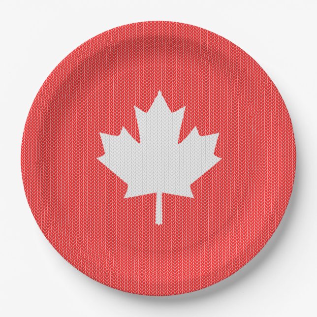 Prato De Papel Knit Style Maple Leaf Knitting Motif (Frente)