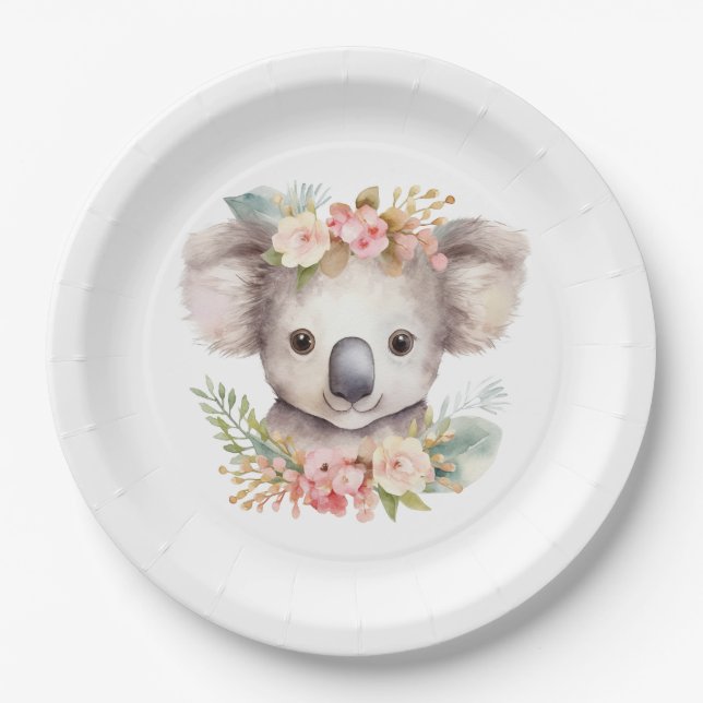 Prato De Papel Koala Bear cute birthday (Frente)
