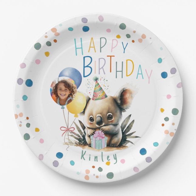 Prato De Papel Koala Birthday Paper Plates (Frente)