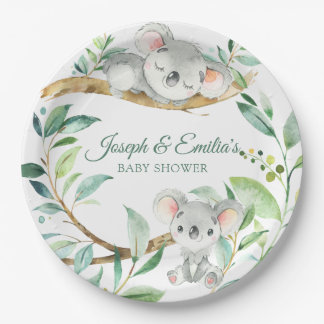 Prato De Papel Koala Green e Cinzas de Chá de fraldas neutro