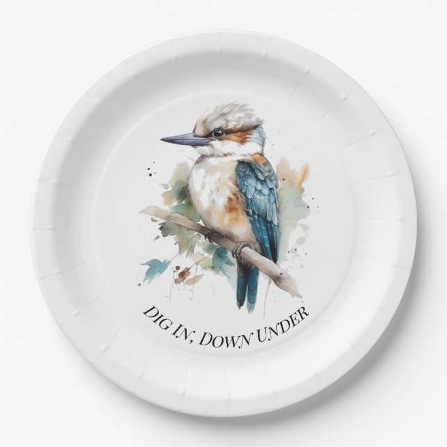 Prato De Papel Kookaburra True Blue, personalizado (Frente)