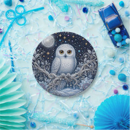 Prato De Papel Kristallene Winternacht mit Schneeeule