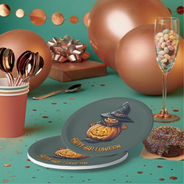 Prato De Papel Kürbishexe im Katzenkostüm -  (Múltiplo)