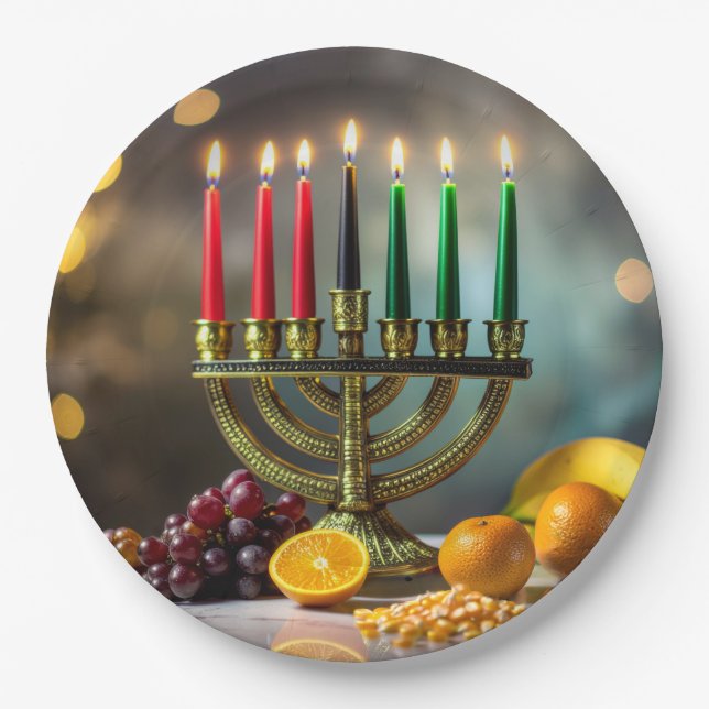 PRATO DE PAPEL KWANZAA - KINARA -  (Frente)