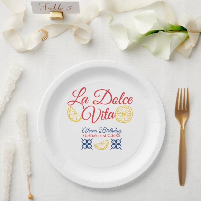 Prato De Papel La dolce vita aniversário de qualquer idade  (Casamento)