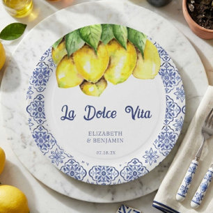 Prato De Papel La Dolce Vita Casamento Azulejos Mediterrâneos Azu