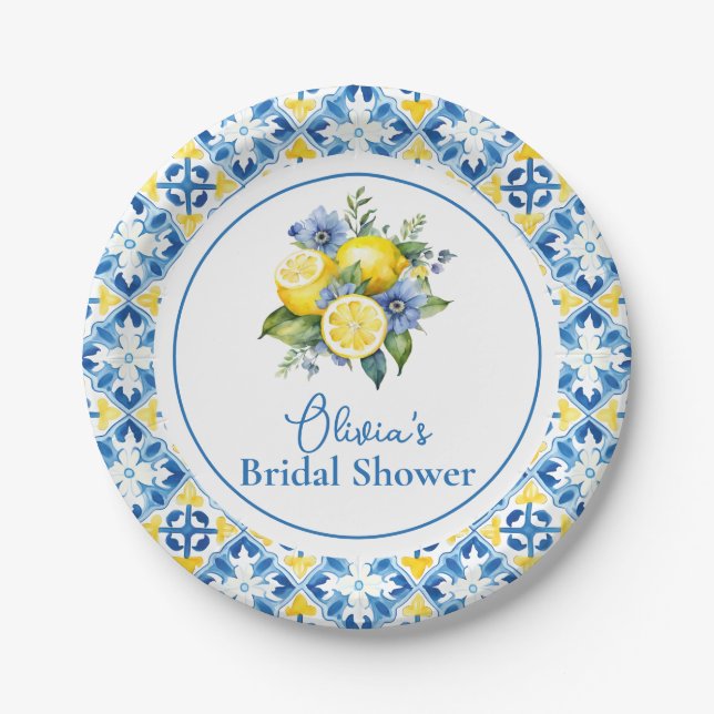 Prato De Papel La Dolce Vita Lemon Chá de Noiva (Frente)
