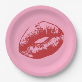 Prato De Papel Lábios vermelhos