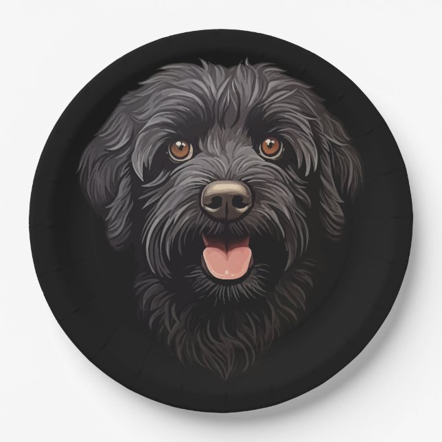 Prato De Papel Labradoodle Black Dog (Frente)